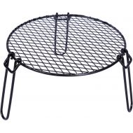 REDCAMP Folding Campfire Grill Heavy Duty Steel Grate, Portable Over Fire Camp Grill for Outdoor Open Flame Cooking, Circle Small