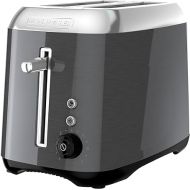 Black & Decker 2-Slice Toaster with Extra Wide Slot Push-Button Functions, Shade Selector and Swing-Down Crumb Tray, Black/Stainless Steel