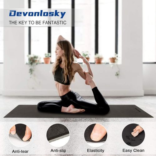  Devonlosky Yoga Mat, Non-slip Eco Friendly Exercise Yoga Mat for Men and Women, 1/4-Inch Thick High Density Pro Mat with Carrying Strap for Yoga Pilates and Fitness Exercise