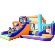 Inflatable Bounce House,Jumping Bouncer with Air Blower,Splash Pool to Play,Kids Slide Park for Outdoor Playing with Carry Bag,Orange