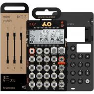 teenage engineering pocket operator PO-33 K.O.! sampler and drum machine with built-in microphone, sequencer and effects BUNDLE with black CA-X silicone case, and MC-3 mini sync cables