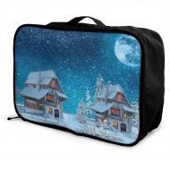 Edward Barnard-bag Houses Winter Snow Moon Travel Lightweight Waterproof Foldable Storage Carry Luggage Large Capacity Portable Luggage Bag Duffel Bag