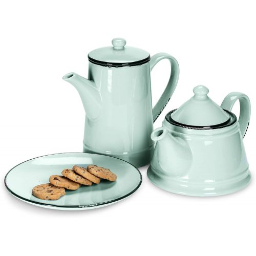  Abbott Collection Green Enamel Look Teapot, 9 inches L