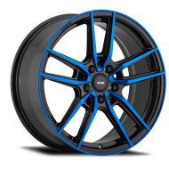 Konig Myth Gloss Black with Blue Tinted Clearcoat Wheel with Machined Finish and Milled Spokes (18 x 8. inches /5 x 4 mm, 43 mm Offset)