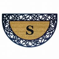 Nedia Home Acanthus Border with Half Round Rubber/Coir Doormat, 22 by 36-Inch, Monogrammed S