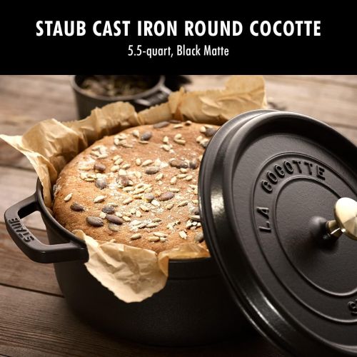  [아마존베스트]STAUB Cast Iron Round Cocotte, 5.5-quart, Black Matte