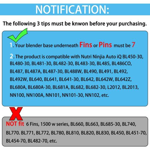  AxPower 2 PACKS 7 FINS Extractor Blades Replacement Part Bottom Blade for Ninja Blender for Nutri Ninja Auto iQ BL642 NN102 BL682 BL2013 and More