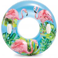 Intex Inflatable Transparent Pool Tubes Pool Floats for Kids and Adults Floaties for Water Party, River, Lake, Set of 3 Assorted Tropical Designs Inner Tube Floats with 2 Heavy Dut