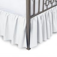 AmazonBasics Vivacious Collection Hotel Quality 800TC Pure Cotton Dust Ruffle Bed Skirt 20 Drop Length 100% Egyptian Cotton White Queen Size