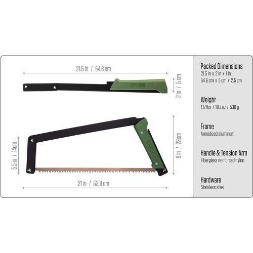  [무료배송]아가와캐년 보레알21 폴딩 접이식 톱 Agawa Canyon - BOREAL21 Folding Bow Saw - Black Frame, Green Handle, All-Purpose Blade