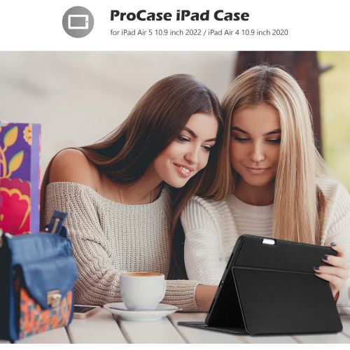  [아마존베스트]ProCase New iPad Air 4 Case (Latest Model), iPad 10.9 inch 2020 Case with Pencil Holder, Slim Protective Folio Stand Cover for iPad Air 4th Generation 10.9 inch 2020 Release -Black
