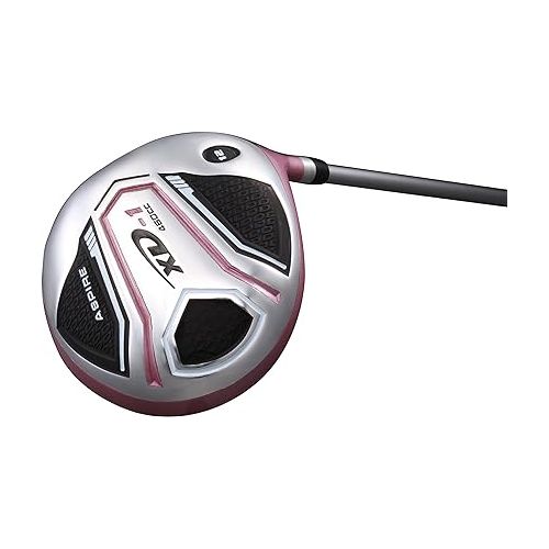  Aspire XD1 Ladies Womens Complete Right Handed Golf Clubs Set Includes Titanium Driver, S.S. Fairway, S.S. Hybrid, S.S. 6-PW Irons, Putter, Stand Bag, 3 H/C's Pink