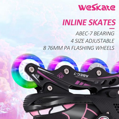  WeSkate Adjustable Inline Skates, Christmas Kids Gift with Kids Light Up Inline Skates for Children Toddlers