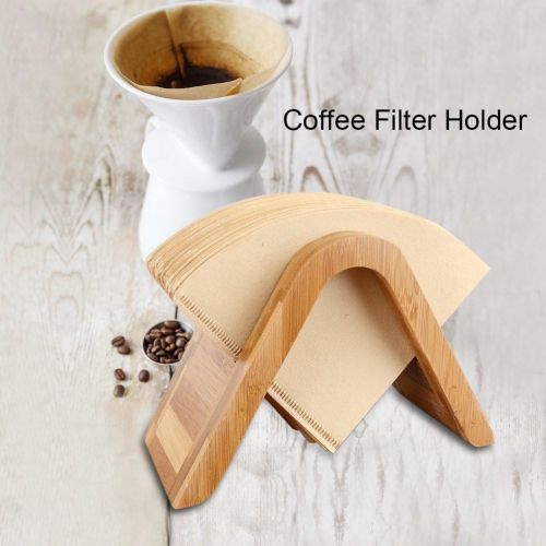  Yosoo Halterung-Spender papier Filter Papierhalter aus Holz Bambus fuer Kaffeemaschine Espresso