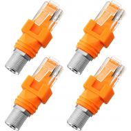 Weewooday RF to RJ45 Converter Adapter F Female to RJ45 Male Coaxial Barrel Coupler Adapter Connector Coax Straight Connector ()