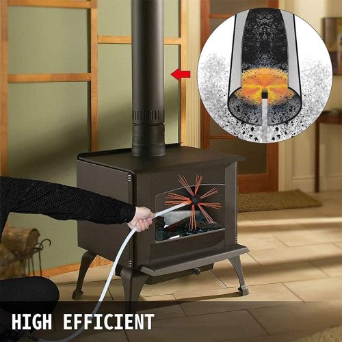  YAOBAO Chimney Sweeping Brush and Rod, Sweep Wood Burner Stove 19.69Ft/39.37Ft Kit, Flexible Rods Wrench Brush Head for Flue Tube Cleaning Log Burners Dryer Boiler Fireplace,6M