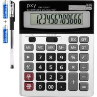 Desk Calculator, Touch Comfortable with Large Buttons, PXY Two Way Power Battery and Solar Standard Function Office Calculators,12 Digit Calculators Large Display Clearly