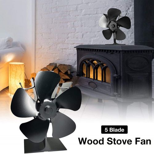  WASX Heat Powered Wood Stove Fan 5 Blades Eco Friendly Fireplace Fan Circulates Warm Heated Air for Gas Pellet Wood Log Burner Stove Fan Efficient Heat Distribution