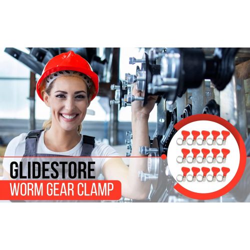  GLIDESTORE Worm Gear Clamp Stainless Steel for Home Brewing Plumbing Automotive and Mechanical Applications, Beer Line Clamps 10-16mm (0.39-0.63) (Pack of 15)