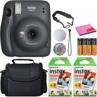 Fujifilm Instax Mini 11 Instant Camera (Charcoal Gray) (16654786) Essential Bundle -Includes- (40) Instax Mini Instant Films + Carrying Case + Batteries + Neck Strap