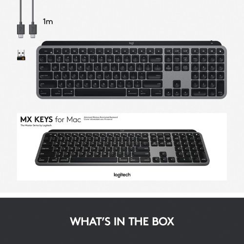 로지텍 [아마존베스트]Logitech MX Keys Advanced Illuminated Wireless Keyboard for Mac - Bluetooth/USB