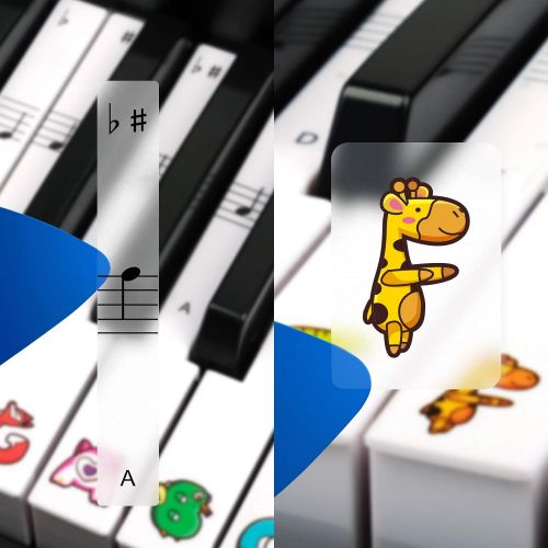  [아마존베스트]Eison Piano Keyboard Key Stickers Cute Animals for 88, 76, 61, 49 Key Extra Large Removable Piano Stickers for Kids