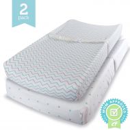 Ziggy Baby Changing Pad Cover, Cradle Bassinet Sheets Fitted Jersey Cotton (2 Pack), Blue/Grey, 2 Pack
