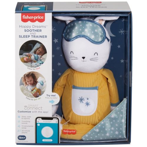  Fisher-Price Hoppy Soother & Sleep Trainer, Plush Musical Toddler Toy with Sleep Training Tool Lights and Sounds