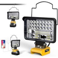 LIVOWALNY Cordless LED Light for Dewalt Light 20V Max LED Work Light, 54W 5400LM 5