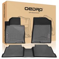 OEdRo oEdRo Floor Mats Fit for 2016-2019 KIA Optima/Hyundai Sonata, Unique Black TPE All-Weather Guard Includes 1st and 2nd Row: Front, Rear, Full Set Liners