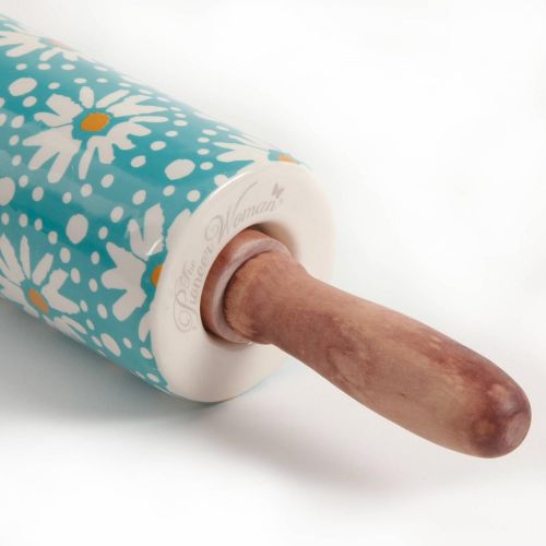  Flea Market Floral Decal 18.4 Ceramic Rolling Pin with Wood Handle by: The Pioneer Woman