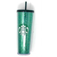 Starbucks 2019 Holiday Season Mercury Glitter Green Plastic Cold Cup Tumbler - 24oz