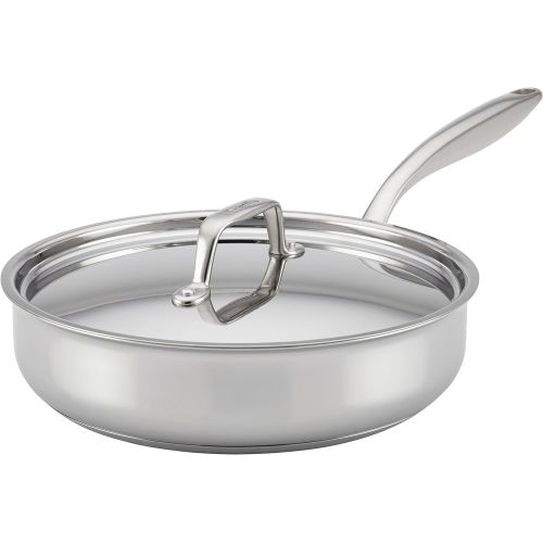 브레빌 Breville Clad Stainless Steel Saute Pan / Frying Pan / Fry Pan with Lid - 3.5 Quart, Silver