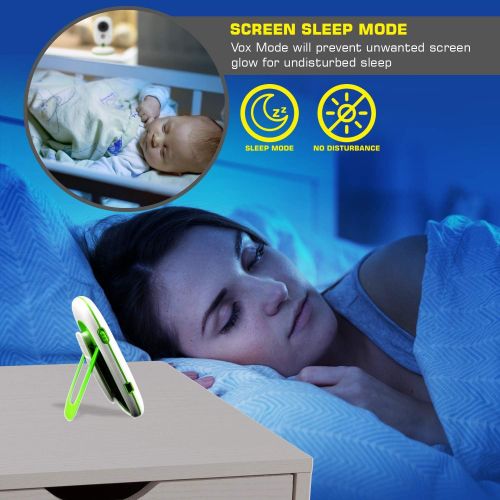 [무료배송]SereneLife USA 비디오 베이비 모니터 아기모니터 업그레이드 850 무선 Long Range Camera, Night Vision, Temperature Monitoring and Portable 2” Color Screen with Clip - SLBCAM10.5, Green