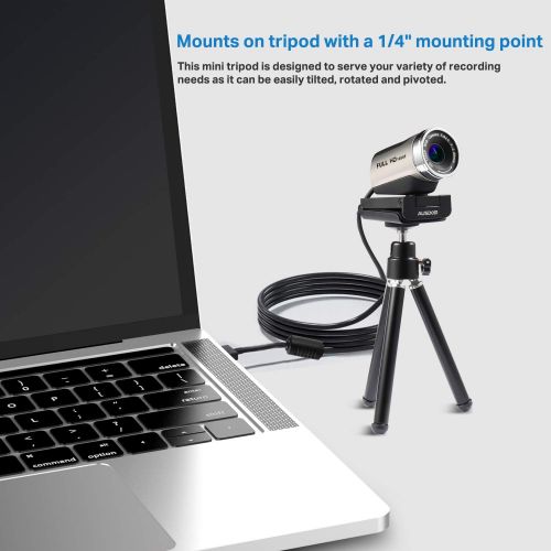  Webcam 1080P with Tripod Stand, 2021 [Upgraded] AUSDOM AW615S USB Plug&Play FHD Web Camera with Microphone, 360° Rotation for Zoom Skype MS Twitch Xbox One OBS Teams Laptop MAC Win