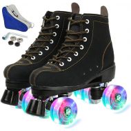 Comeon Roller Skates,Unisex Roller Skating High-top Four-Wheel Roller Skates Double Wheel Flash Inliner Skate