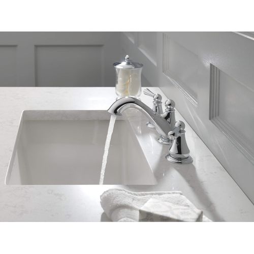  Delta Faucet Haywood Widespread Bathroom Faucet Chrome, Bathroom Faucet 3 Hole, Bathroom Sink Faucet, Drain Assembly, Chrome 35999LF