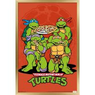 Trends International Nickelodeon Teenage Mutant Ninja Turtles - Pizza Wall Poster, 14.725 x 22.375, Gold Framed Version