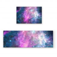 BMALL Kitchen Rug Mat Set of 2 Piece Milky Way Themed Galaxy Stars Field Print Inside Outside Entrance Rugs Runner Rug Home Decor 15.7x23.6in+15.7x47.2in
