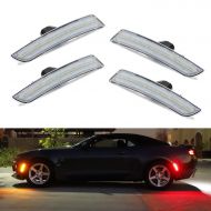 iJDMTOY Clear Lens Amber/Red Full LED Side Marker Light Kit For 2016-up Chevy Camaro, Powered by Total 180-SMD LED, Replace OEM Sidemarker Lamps