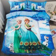 EVDAY Cute Frozen Bedding Set Winter Ultra Warm Soft Flannel Bedding for Girls Including 1Duvet Cover,1Flat Sheet,2Pillowcases Full Twin Size