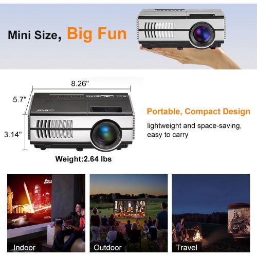  EUG Mini Wifi Projector with Bluetooth 2800lumen LCD LED Android Projectors Portable HDMI USB VGA Audio for Home Theater Cinema Outdoor Movie Game Console,Airplay Miracast Wireless Cas