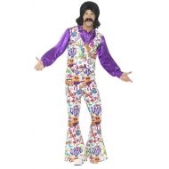 Fancy Me Mens Groovy Hippy 60s 70s Colorful Pop Art Sixties Hippie Decade Carnival Fancy Dress Costume Outfit (X-Large)