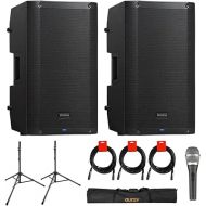 PreSonus AIR12 2-Way Active Sound-Reinforcement Loudspeakers (Pair) Bundle with Polsen M-85 Prof Mic, Auray SS-47S-PB with Tripod Base and CAE, and 3X XLR-XLR Cable
