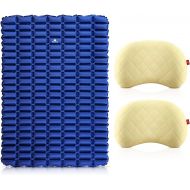 Hikenture Ultralight Double Camping Pad with 2 Inflatable Pillows,Camping Mattress 2 Person Backpacking Pillow for Sleeping,Hiking Pillows with Removable Cover Camp Mat for Tent,Ca