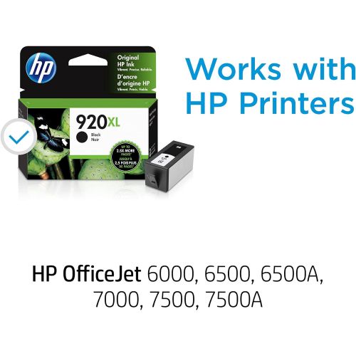 에이치피 Original HP 920XL Black High-yield Ink Cartridge Works with HP OfficeJet 6000, 6500, 7000, 7500 Series CD975AN