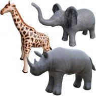 Jet Creations Safari 3 Pack Elephant Giraffe Rhino Great for Pool, Party Decoration, an-EGR