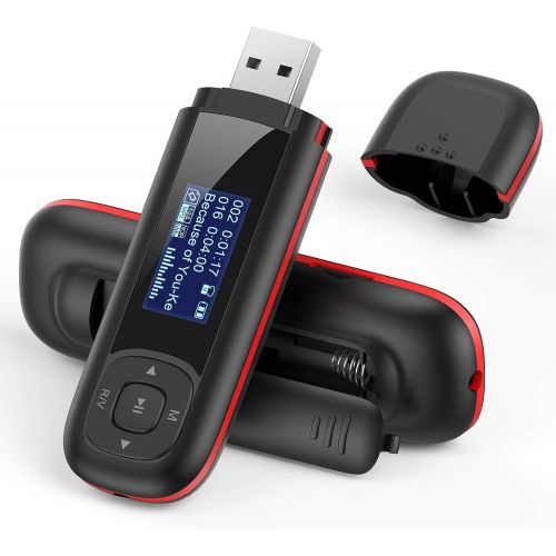  [아마존베스트]AGPTEK U3 USB Stick Mp3 Player, 8GB Music Player Supports Replaceable AAA Battery, Recording, FM Radio, Expandable Up to 128GB, Black