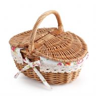 Fdit Wicker Picnic Basket, Storage Container with Handles and Liner Holiday Camping Use Home Wedding Decoration