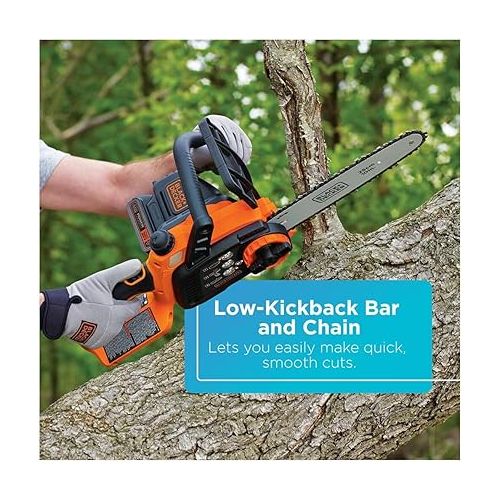 BLACK+DECKER 20V MAX Cordless Chainsaw Kit, 10 inch, Battery and Charger Included (LCS1020)